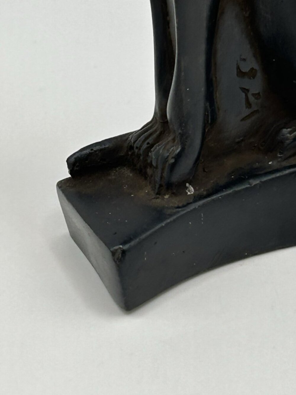 Vintage Egyptian Bastet Cat Figurine Black Carved Resin Statue 4” Retro Witchy - Picture 8 of 16